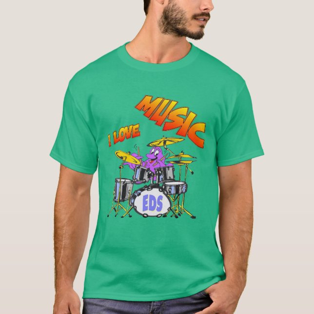 T-shirt d'obscurité d'homme de poulpe de musique (Devant)