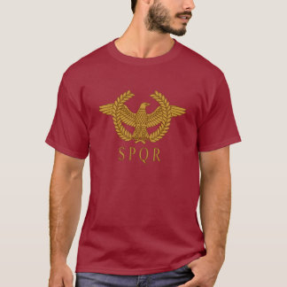 T-shirt d'obscurité d'or de laurier de SPQR Eagle