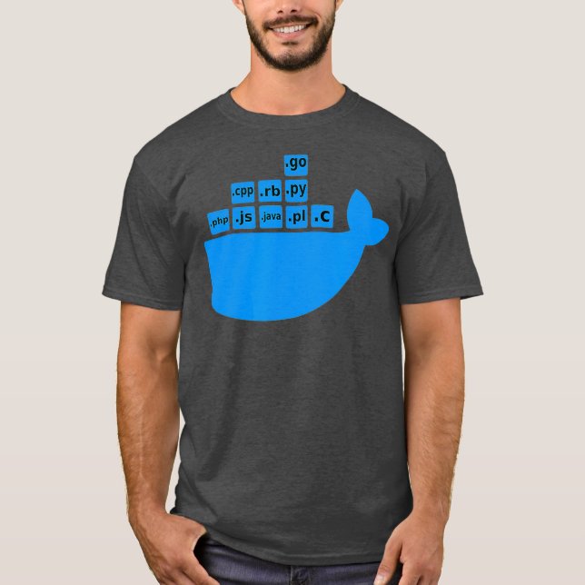 T-shirt Docker Js C Golang Ruby Python Hackathon Tech (Devant)