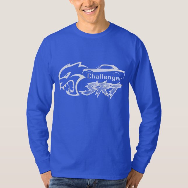 T-shirt Dodge Challenger Car Short Sleeve Crew Neck Black  (Devant)