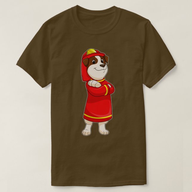 T-shirt Dog as Firefighter with Helmet (Design devant)