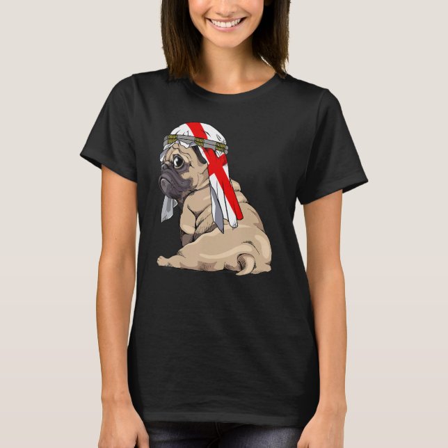 T-shirt Dog  Cute Pug Retro England Flag Pride (Devant)
