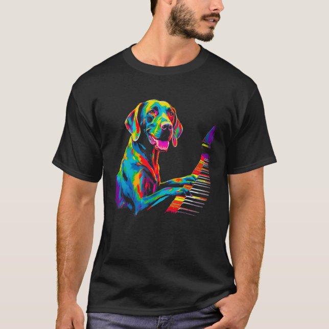 T-shirt Dog German Shorthaired Pointer Piano Pianist (Devant)