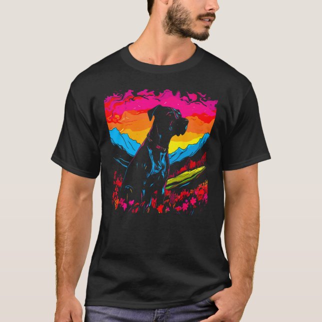 T-shirt Dog Great Dane Pop Art (Devant)