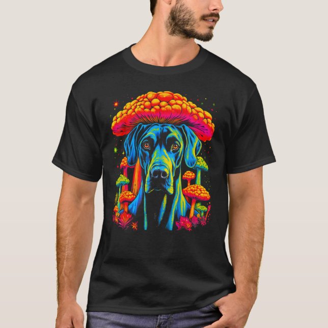 T-shirt Dog Great Dane Psychedelic Mushroom (Devant)