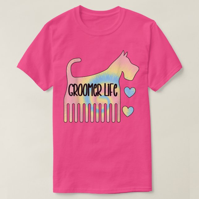T-shirt Dog groomer grooming pet puppy comb shears clipper (Design devant)