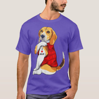 T-shirt Dog I Love Mom Tattoo Beagle Dog Lover Women Gifts