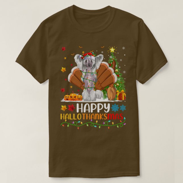 T-shirt Dog Lover Funny Happy Chinese Crested Dog HelloTha (Design devant)