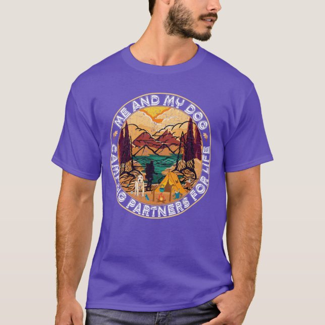T-shirt Dog Lover Man and His Dog Best Camping Partners fa (Devant)