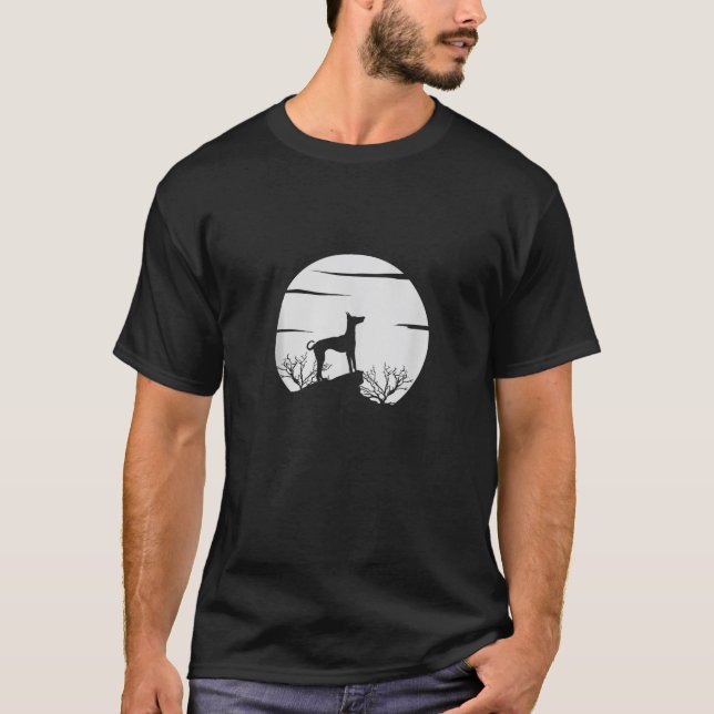 T-shirt Dog Lover Silhouette with Scenic Moon and Nature S (Devant)