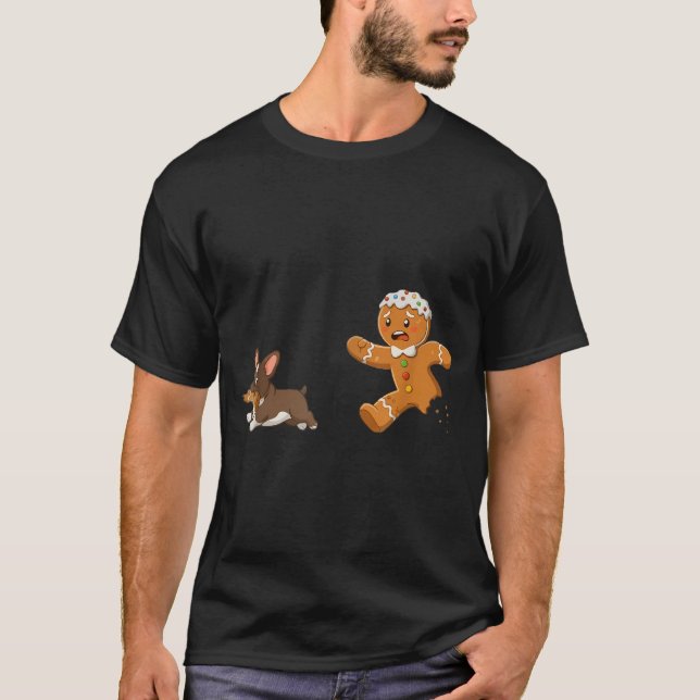 T-shirt Dog Mom Shirt Gingerbread Chasing French Bulldog C (Devant)