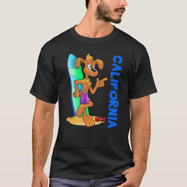 T-shirt Dog Ocean Wave Surfboard Children's Beach Premium (Devant)