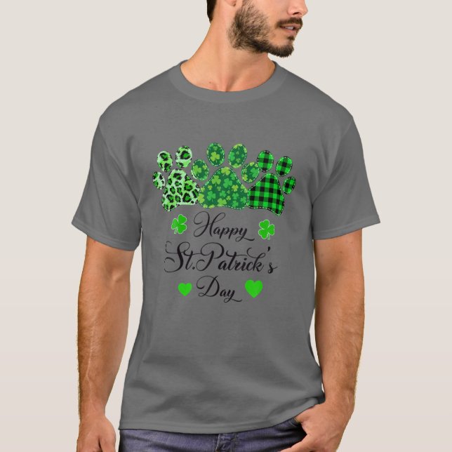 T-shirt Dog Owners Paw Shamrock Happy St Patrick's Day (Devant)