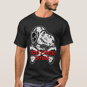 T-shirt Dog Park Thug Chien Crossbones Skeleton Cross Bone