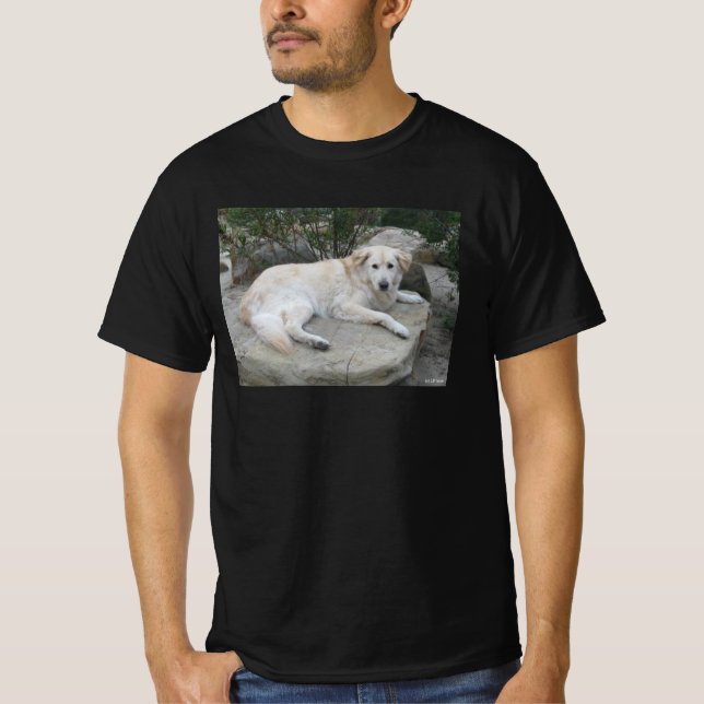 T-shirt Dog Resting On A Rock (Devant)