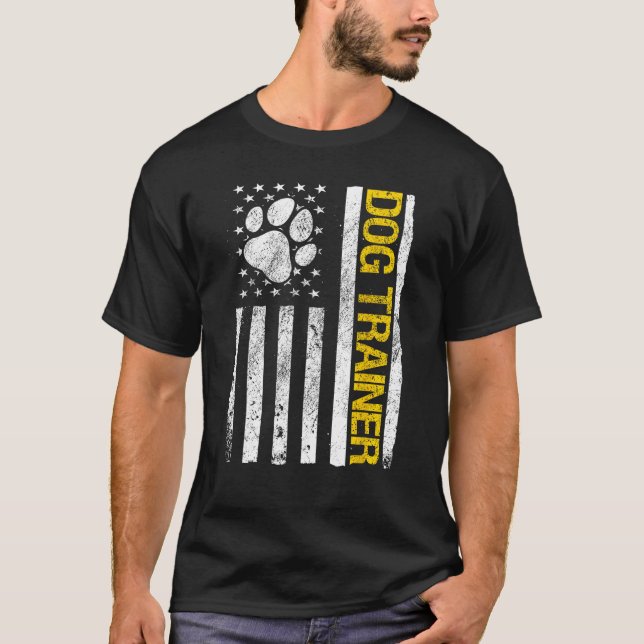 T-shirt Dog Trainer USA American Flag Dog (Devant)