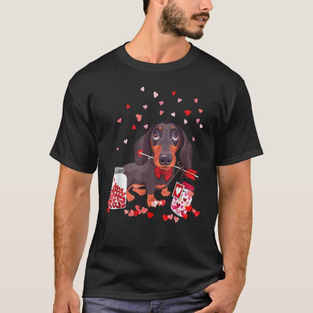 T-shirt Dog Valentine Cute Dachshund Valentine's Day (Devant)