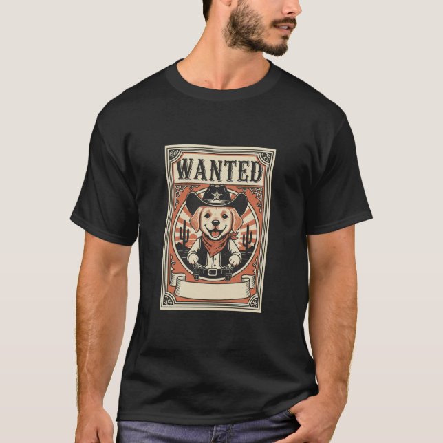 T-shirt Dog wasted Cute Western cowboy sheriff hat  (Devant)