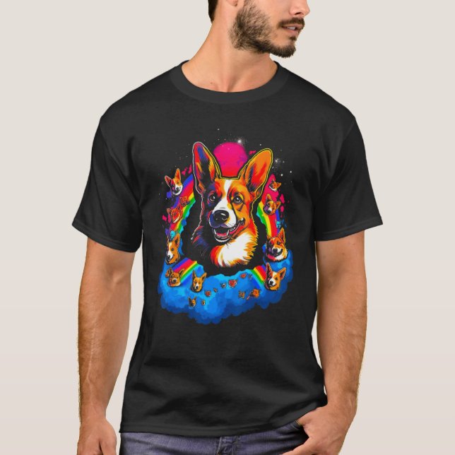 T-shirt Dog Welsh Corgi Family (Devant)