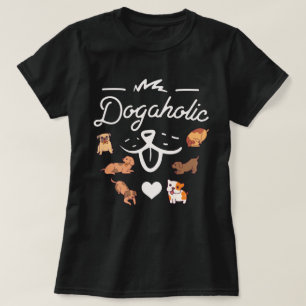 T-shirt dogaholic T-shirt violet amoureux des chi