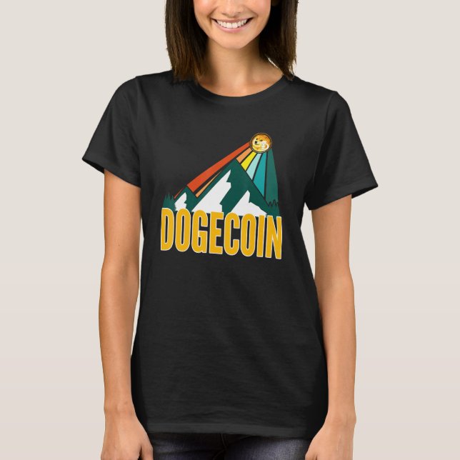T-shirt Dogecoin Chien Crypto Mountain Sun Rays Cryptocurr (Devant)