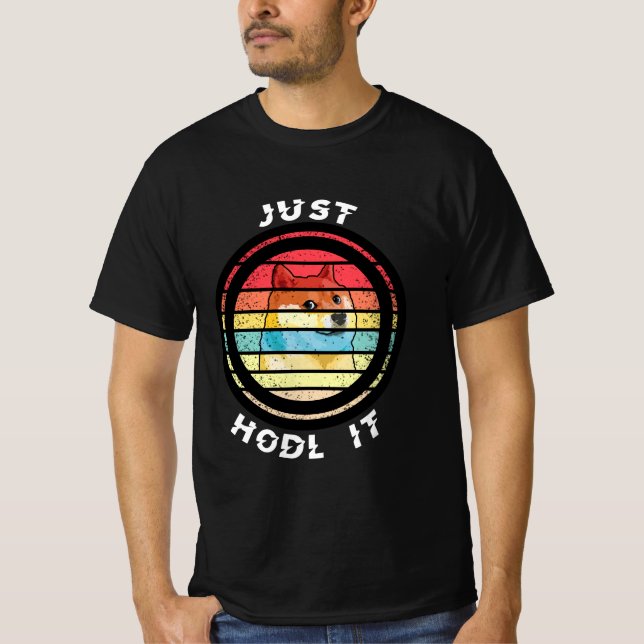 T-shirt Dogecoin Just Hodl It Retro Design (Devant)