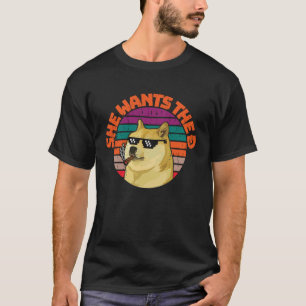 T-shirt Dogecoin mème Doge Elle veut le D à la Lune