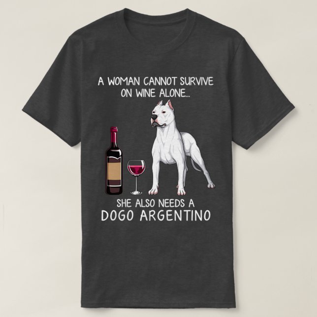 T-shirt Dogo Argentino and wine Funny dog  (Design devant)