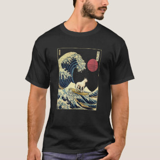 T-shirt Dogo Argentino Japanese Kanagawa Wave Funny Surf D