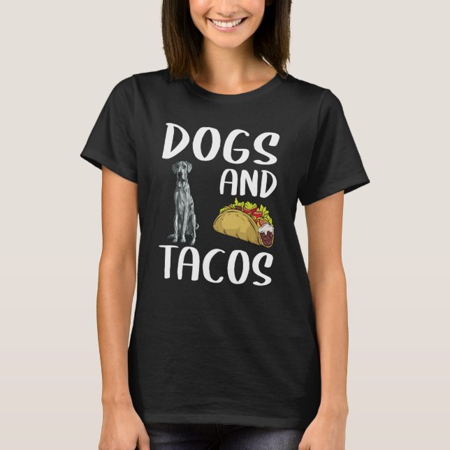 T-shirt Dogs And Tacos Blue Merle Dane Mexican Food (Devant)