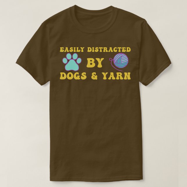 T-shirt Dogs & Yarn Funny Knitting  (Design devant)