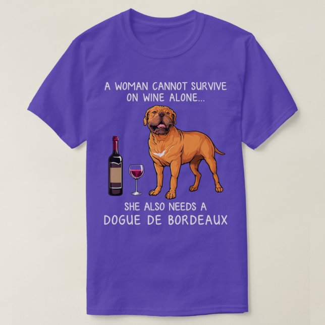 T-shirt Dogue Bordeaux et vin Chien amusant  (Design devant)