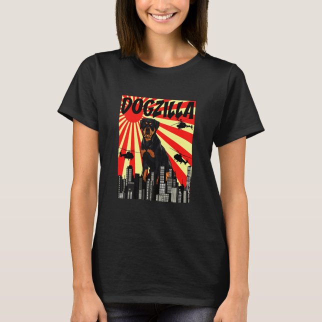 T-shirt Dogzilla Rottweiler japonais rétro (Devant)