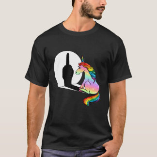 T-shirt Doigt Moyen Unicorne Pour Femmes Sarcasme Funny Un