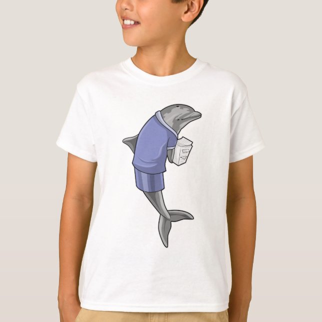 T-shirt Dolphin as Secretary with Stack of paper (Devant)