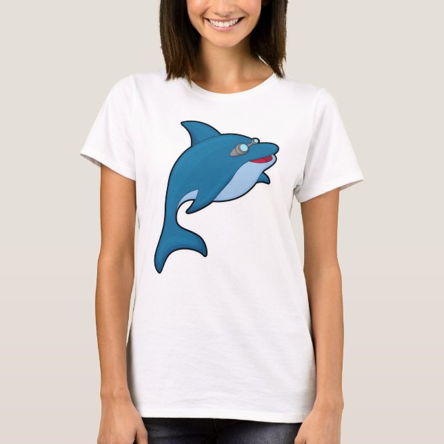 T-shirt Dolphin at Swimming with Swimming goggles (Devant)