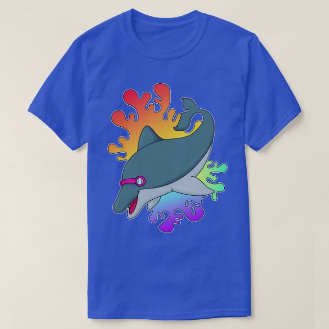 T-shirt Dolphin at Swimming with Swimming goggles (Design devant)