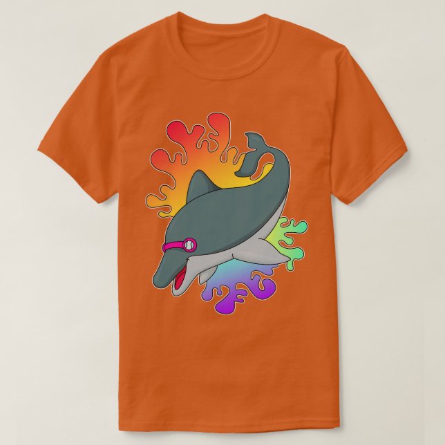 T-shirt Dolphin at Swimming with Swimming goggles (Design devant)
