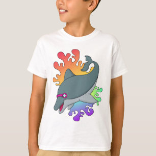 T-shirt Dolphin at Swimming with Swimming goggles