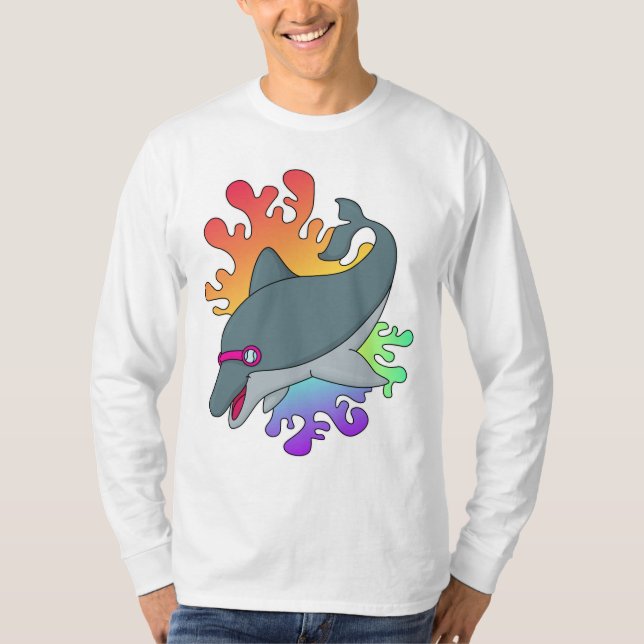 T-shirt Dolphin at Swimming with Swimming goggles (Devant)