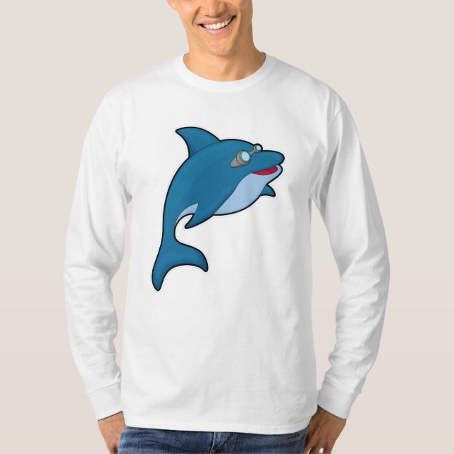 T-shirt Dolphin at Swimming with Swimming goggles (Devant)
