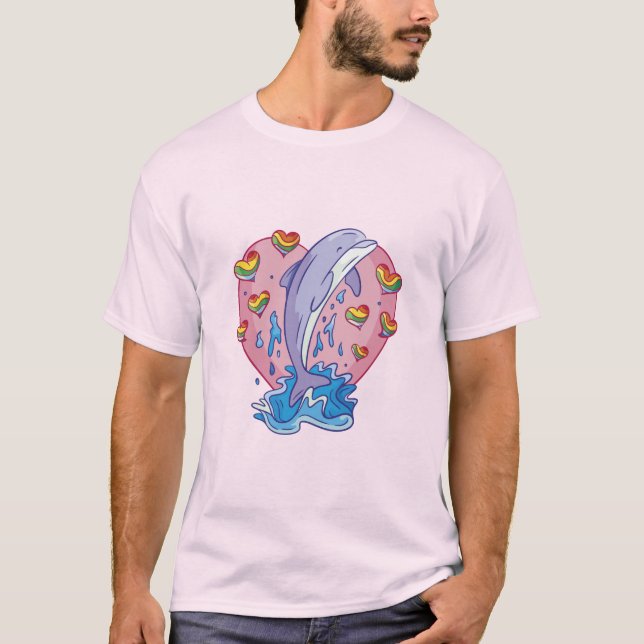 T-shirt Dolphin Coeurs arc-en-ciel (Devant)