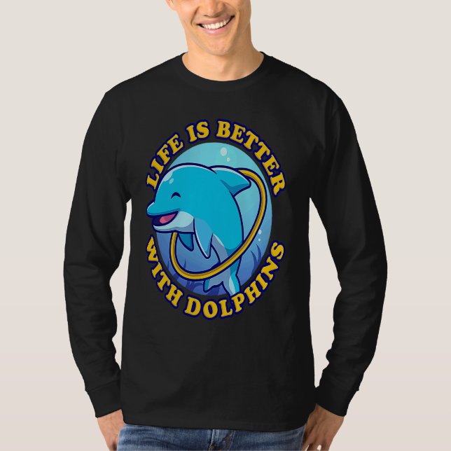 T-shirt Dolphin Fanatic Sea Animals  With Dolphins (Devant)