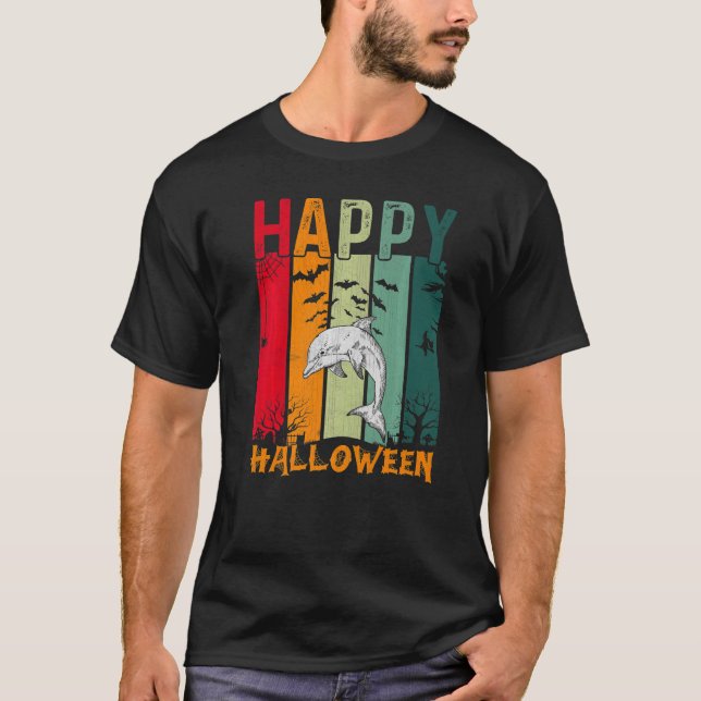 T-shirt Dolphin Girls Boys Retro Style Dîner Halloween P (Devant)