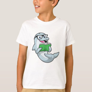 T-shirt Dolphin Nerd avec lunettes et livre