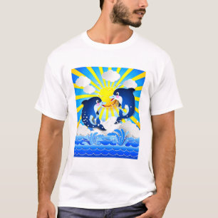 T-shirt Dolphins avec Sun Ajouter un nom Texte Personnalis