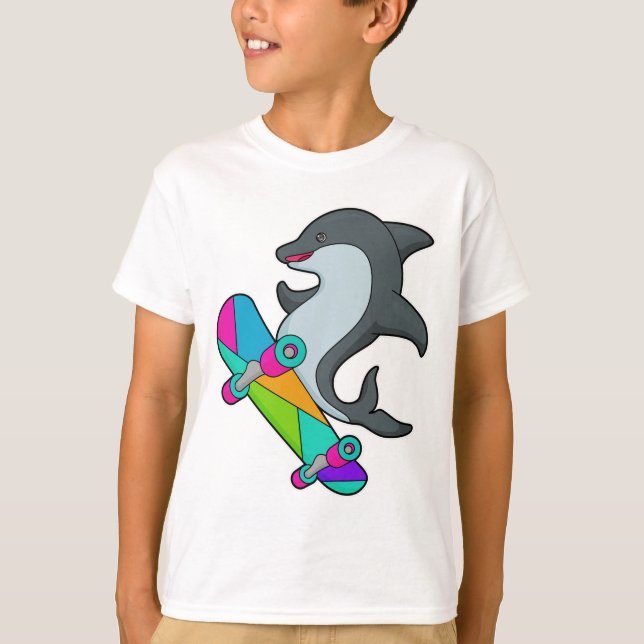 T-shirt Dolpin comme patineur avec skateboard (Devant)