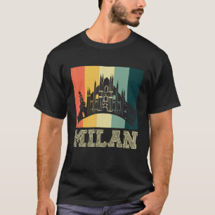 T-shirt Dom De Milan De Italie Milan En Rétro Skyline