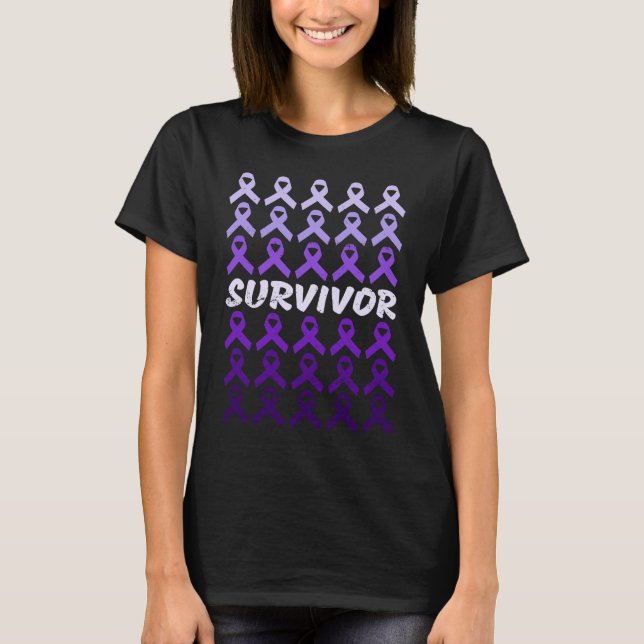 T-shirt Domestic Violence Awareness Survivor purple ribbon (Devant)