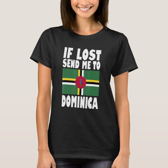 T-shirt Dominica Drapeau Design Si perdu envoyez-moi en Do (Devant)